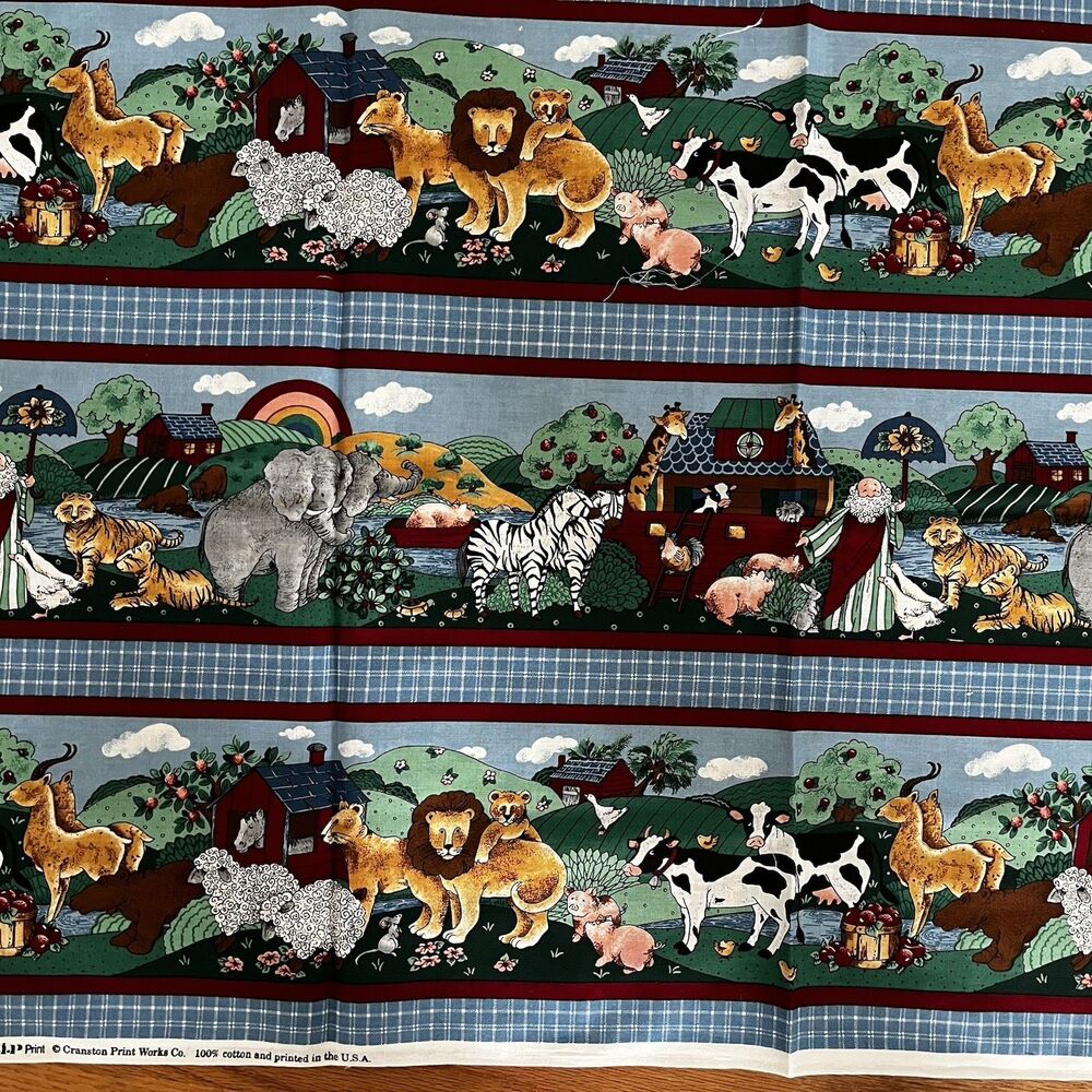 1 Yds VIP Cranston Noah’s Ark Animal Border Fabric Farm Animals Quilt Cotton